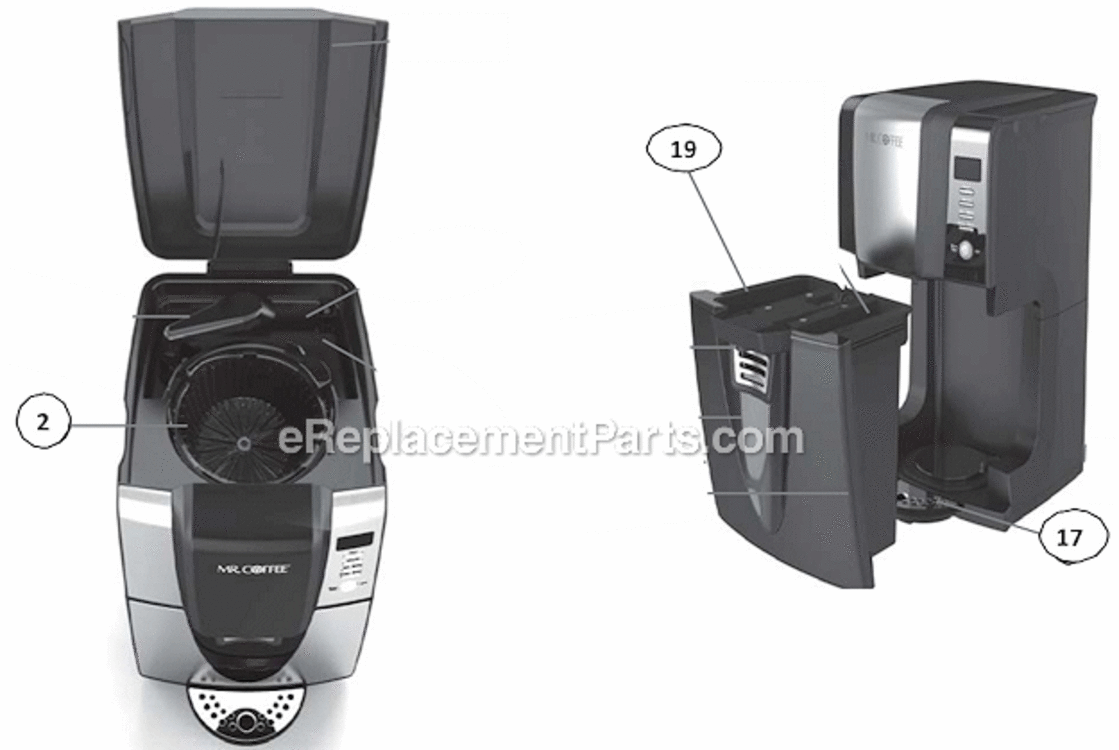 Page A Diagram and Parts List for BVMC-ZH1SS  Mr Coffee Coffee Maker